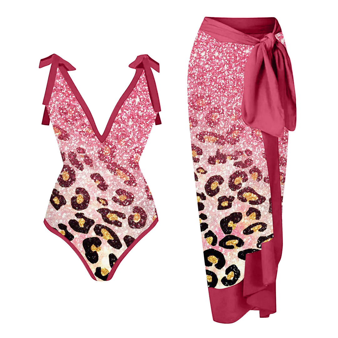 Women's One-Piece Swimsuit with Romantic Gatherings and Combined Wrap Skirt Mune Fashion