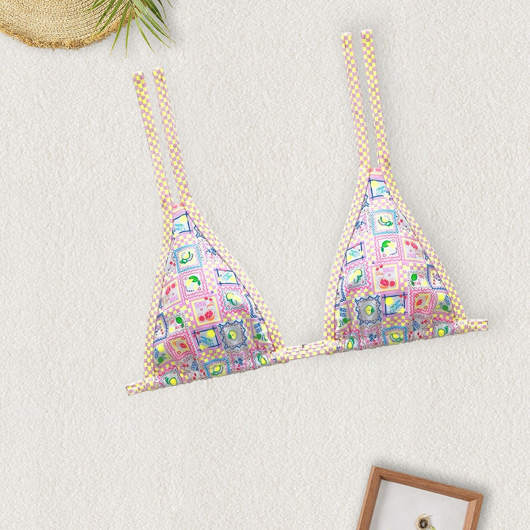 Women's Triangle Bikini with Colorful Patchwork Pattern Mune Fashion