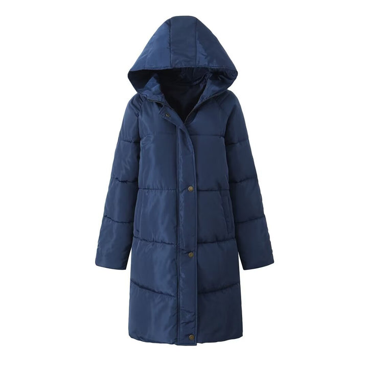 Women Longer quilted hooded coat with padded insulation Mune Fashion