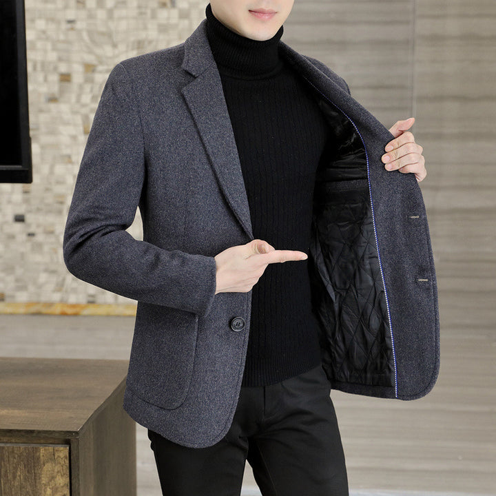 Men's Elegant Wool Blend Blazer with Slim Fit and Notched Lapel Mune Fashion