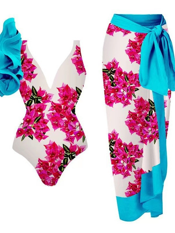 Women's swimsuit with voluminous ruffle details and matching wrap skirt Mune Fashion