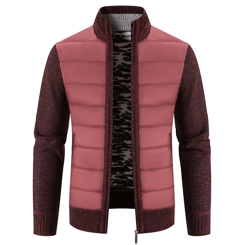 Men's nan Hybrid Knit Padded Jacket with Padded Front, Ergonomic Knit Sleeves and High Stand-Up Collar Mune Fashion