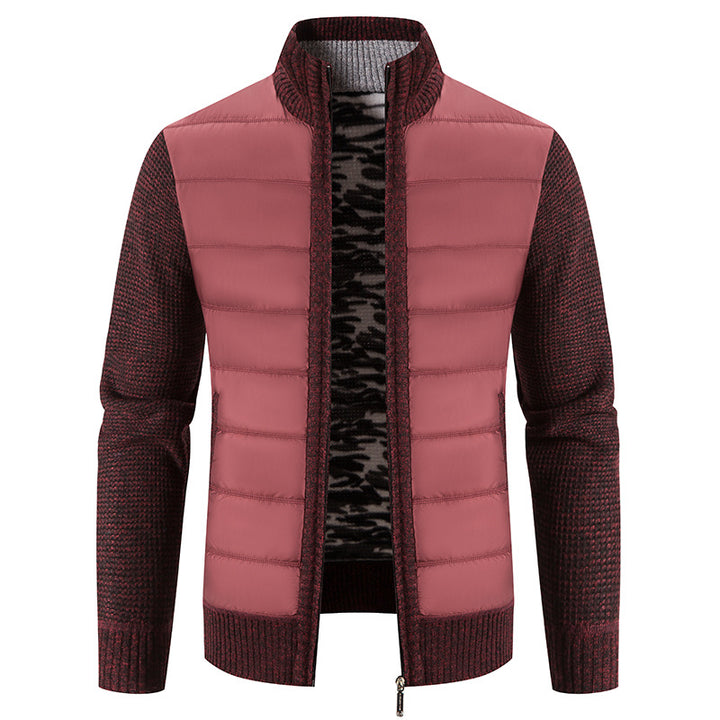 Men's nan Hybrid Knit Padded Jacket with Padded Front, Ergonomic Knit Sleeves and High Stand-Up Collar Mune Fashion