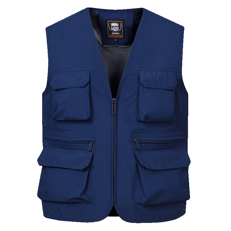 Men's multi-pocket utility vest with full-length zipper, breathable mesh lining, and large capacity flap and zipper pockets Mune Fashion