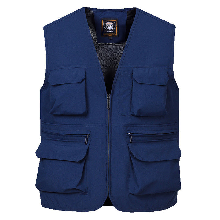 Men's multi-pocket utility vest with full-length zipper, breathable mesh lining, and large capacity flap and zipper pockets Mune Fashion