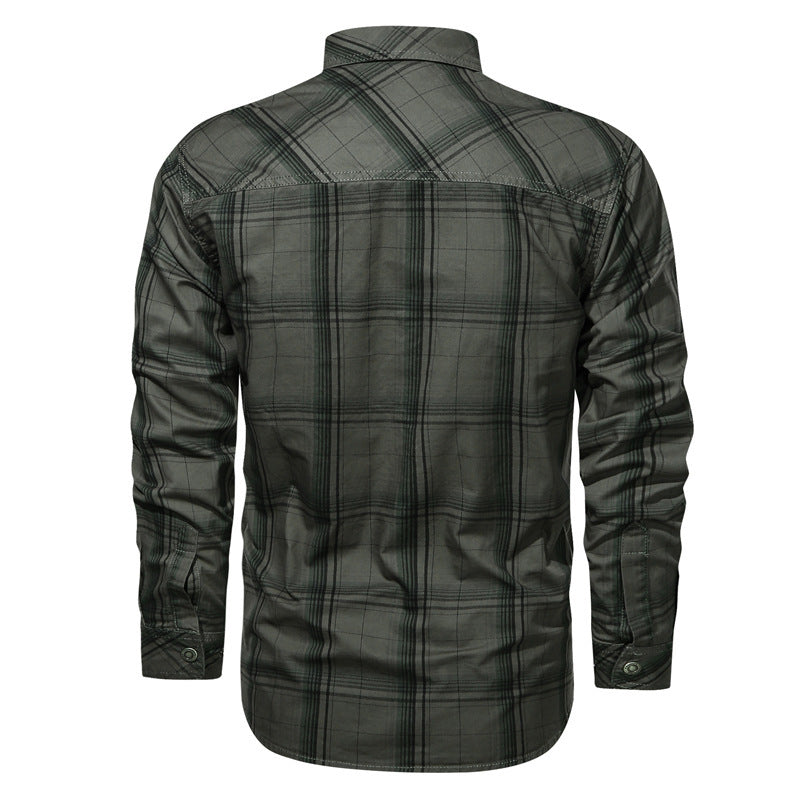 Men's checked utility shirt with chest flap pockets and reinforced canvas finish Mune Fashion
