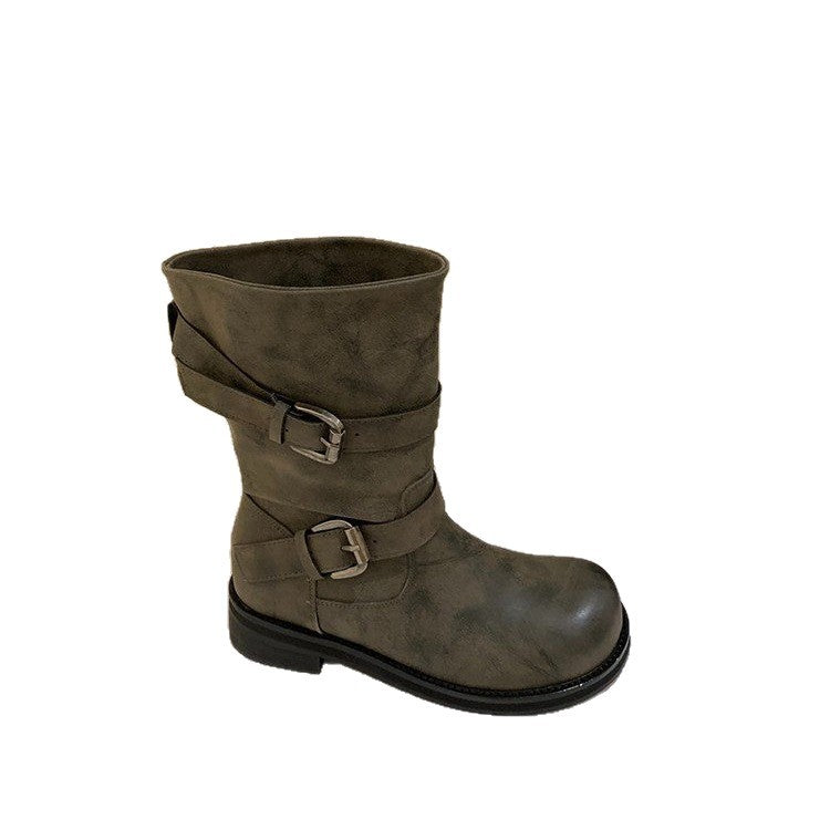 Women Stylish Ankle Boots with Buckle Details Mune Fashion
