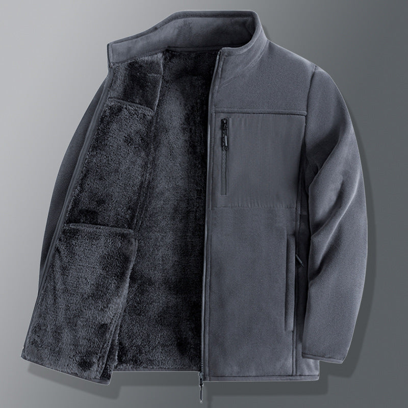 Men's functional thermo fleece jacket with soft teddy inner lining, chest zip pocket and two-way zipper Mune Fashion