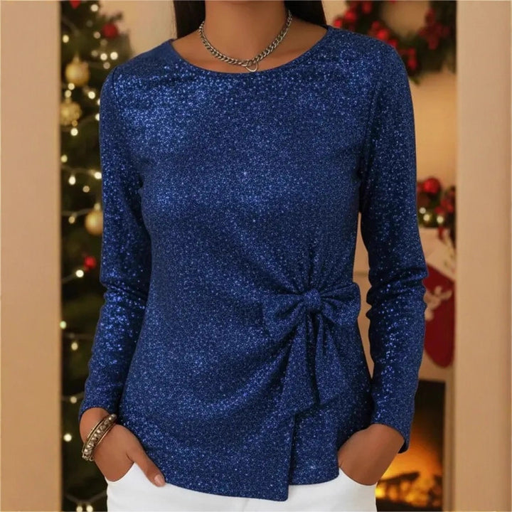 Ladies Glamorous Long Sleeve Top with Bow Detail Mune Fashion