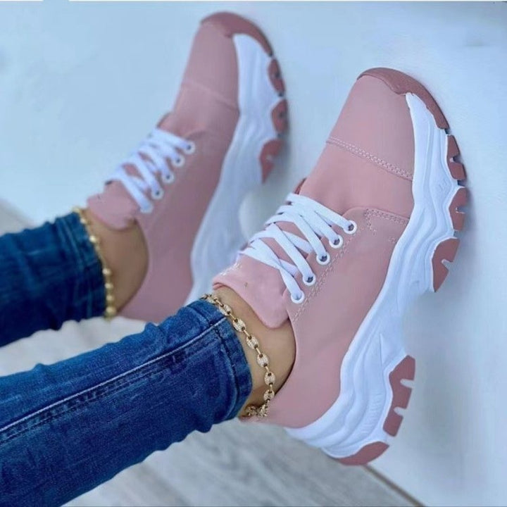 Women's Platform Sneaker with Distinctive Profile Sole and Contrast Stitching Mune Fashion