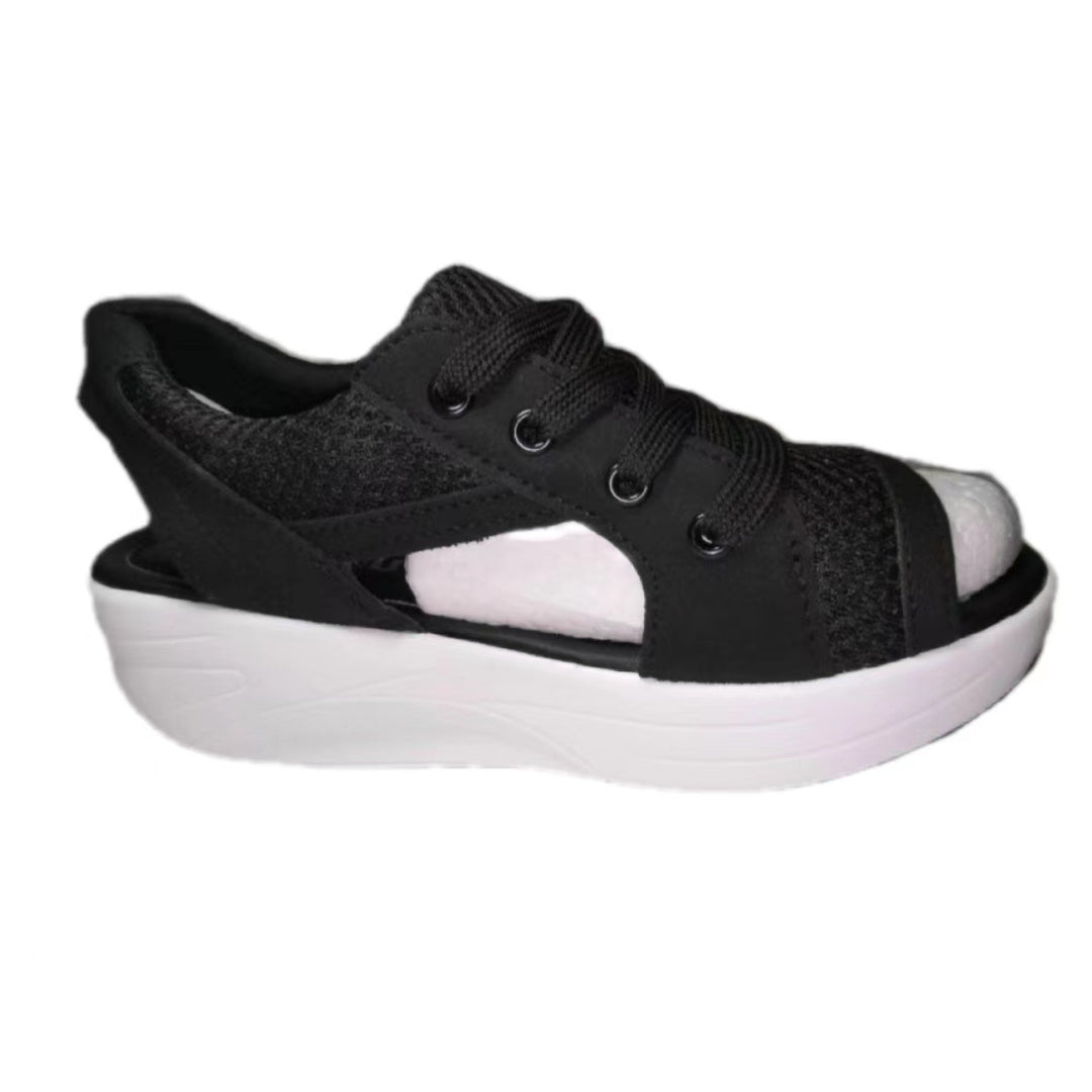 Women's Sporty Wedge Sandals with Breathable Mesh, Open Toes and Lacing Mune Fashion