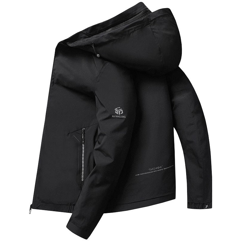 Men's lightweight hooded jacket in urban travel style with three-quarter sleeves Mune Fashion