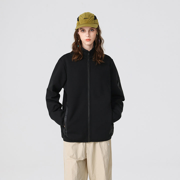 Men's Lightweight Softshell Fleece Jacket with Stand-up Collar, Full Zip and Arm Pocket Mune Fashion