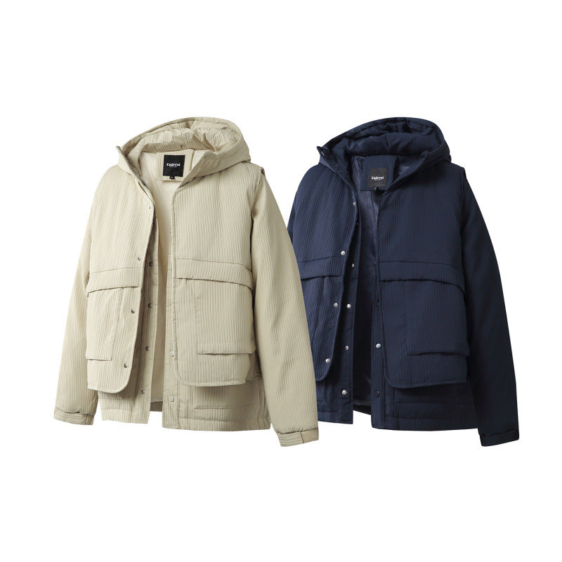 Unisex Padded Hooded Jacket with Removable Vest Insert and Ribbed Texture Mune Fashion