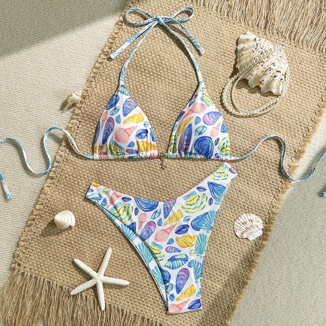 Women's cheerful floral print bikini with ruffles Mune Fashion