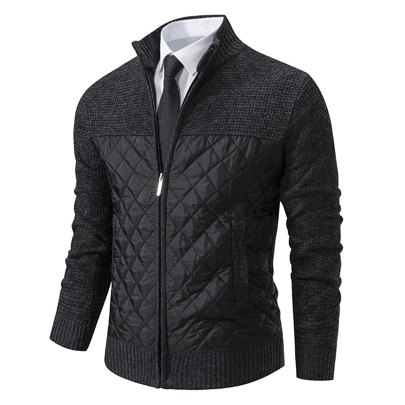 Men's quilted hybrid cardigan with diamond quilting, stand-up collar, insulating thermal lining, and zipper Mune Fashion