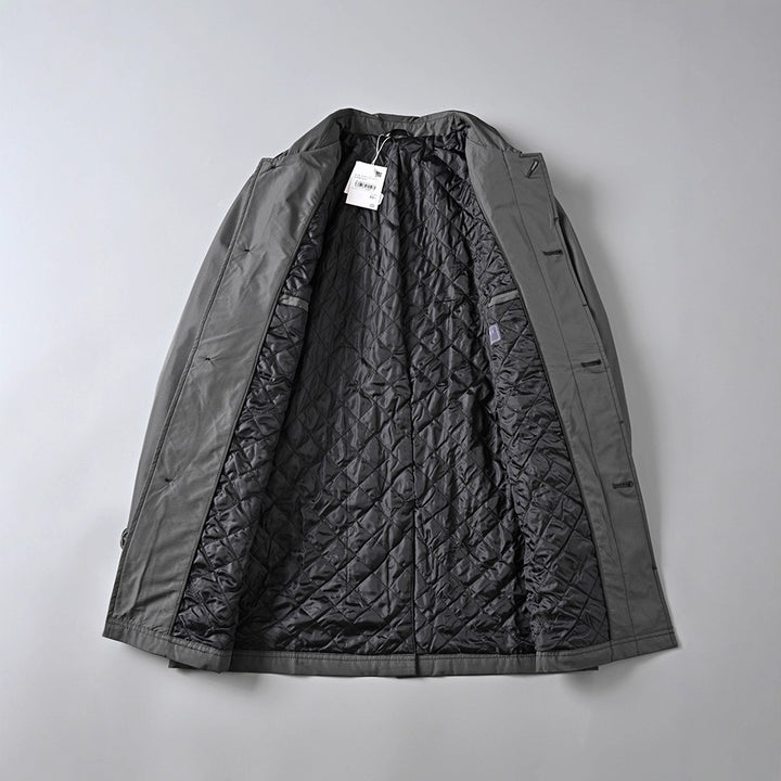 Men Water-repellent Lightweight Cotton Coat in Classic Mac Cut with Concealed Button Placket Mune Fashion