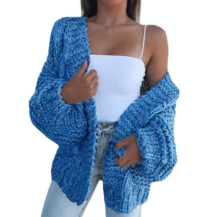 Women Oversized Chunky Knit Cardigan with Balloon Sleeves and Open Front Mune Fashion