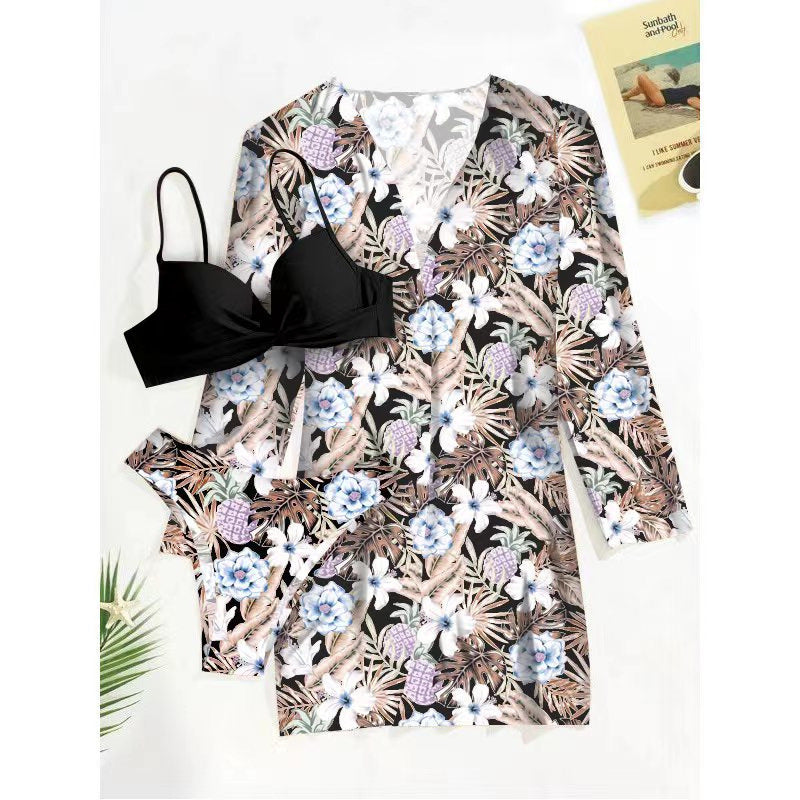 Women’s Bikini Set with Floral Patterns and Elegant Cover-Up Mune Fashion