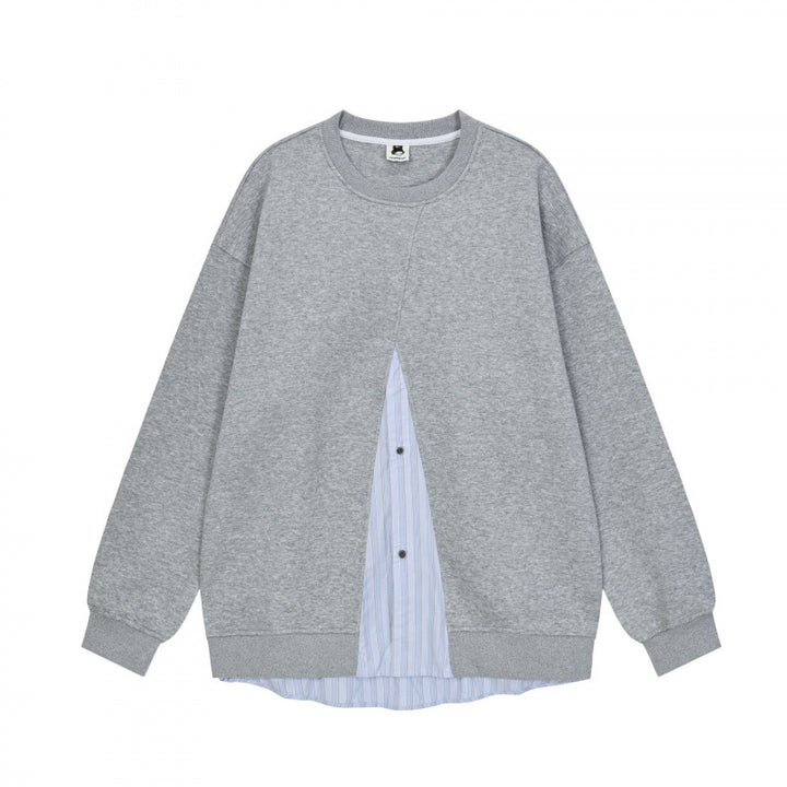 Women Oversize Sweatshirt with integrated shirt insert and visible button placket Mune Fashion
