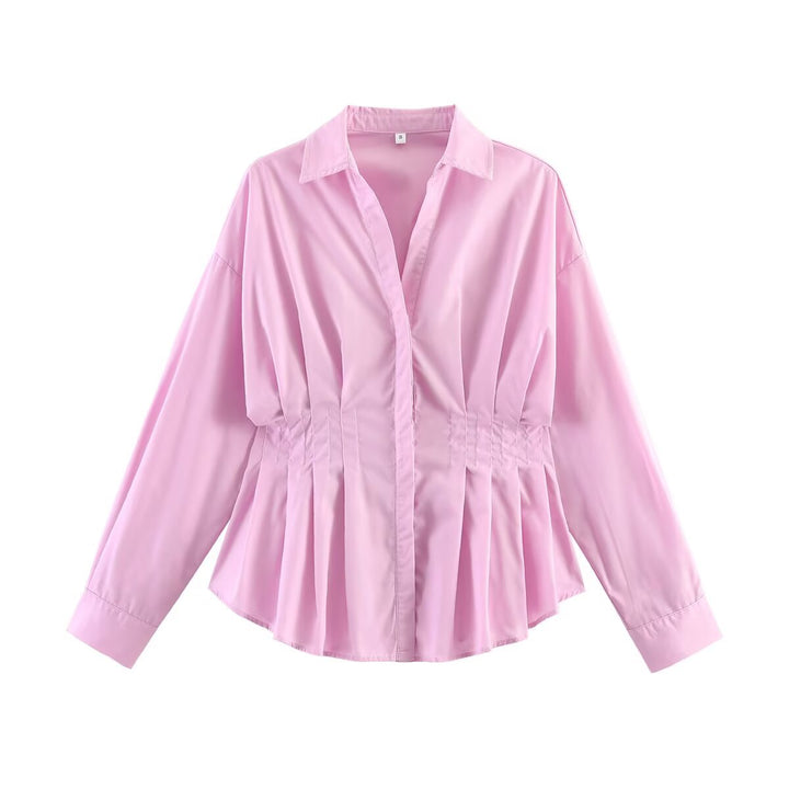 Women's tailored blouse with waist gathering and peplum Mune Fashion