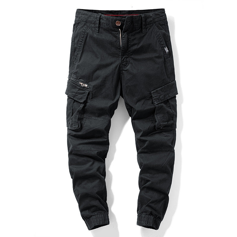Men's tapered cargo pants in jogger style with knee patches, multiple pockets, and elastic ankle cuffs Mune Fashion