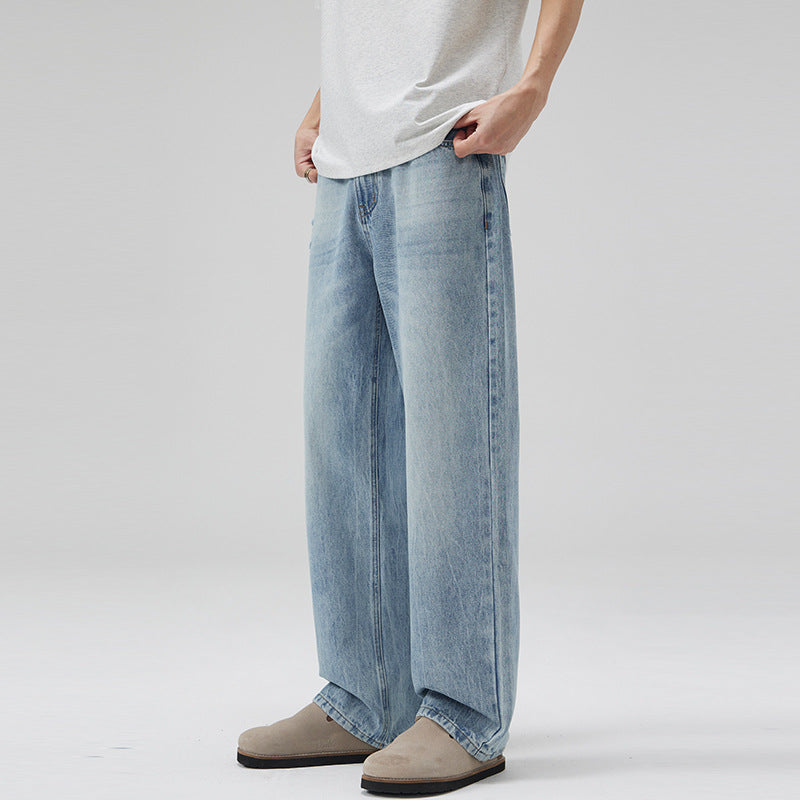 Men's extra wide denim pants with relaxed fit and floor-length hem Mune Fashion