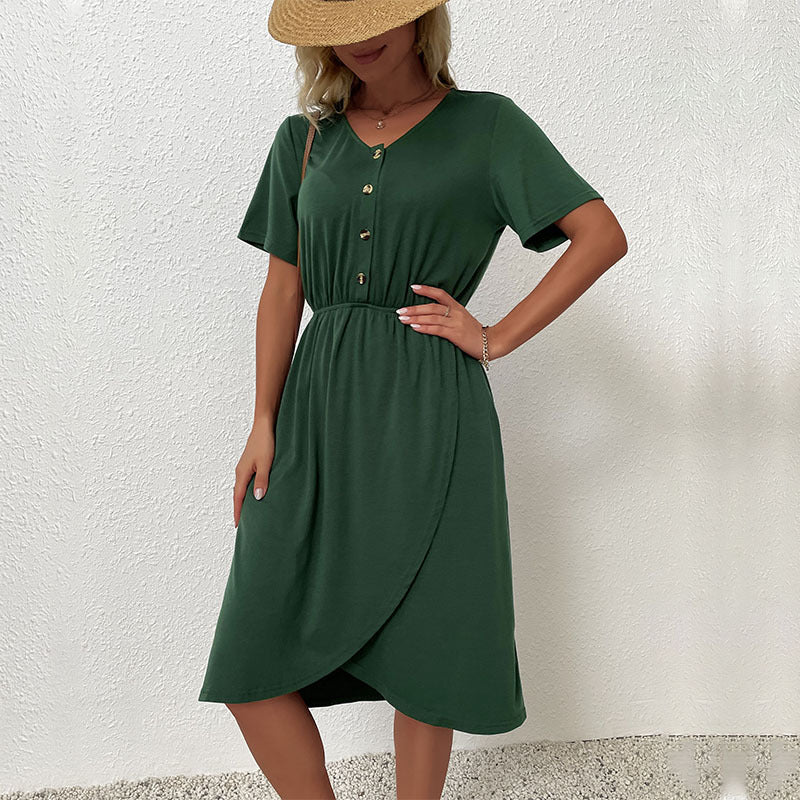 Women Wrap Dress with Button Details Mune Fashion