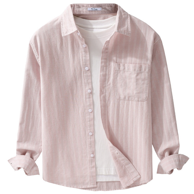 Men's Loose Structured Cotton Shirt in Layering Look with Chest Pocket Mune Fashion