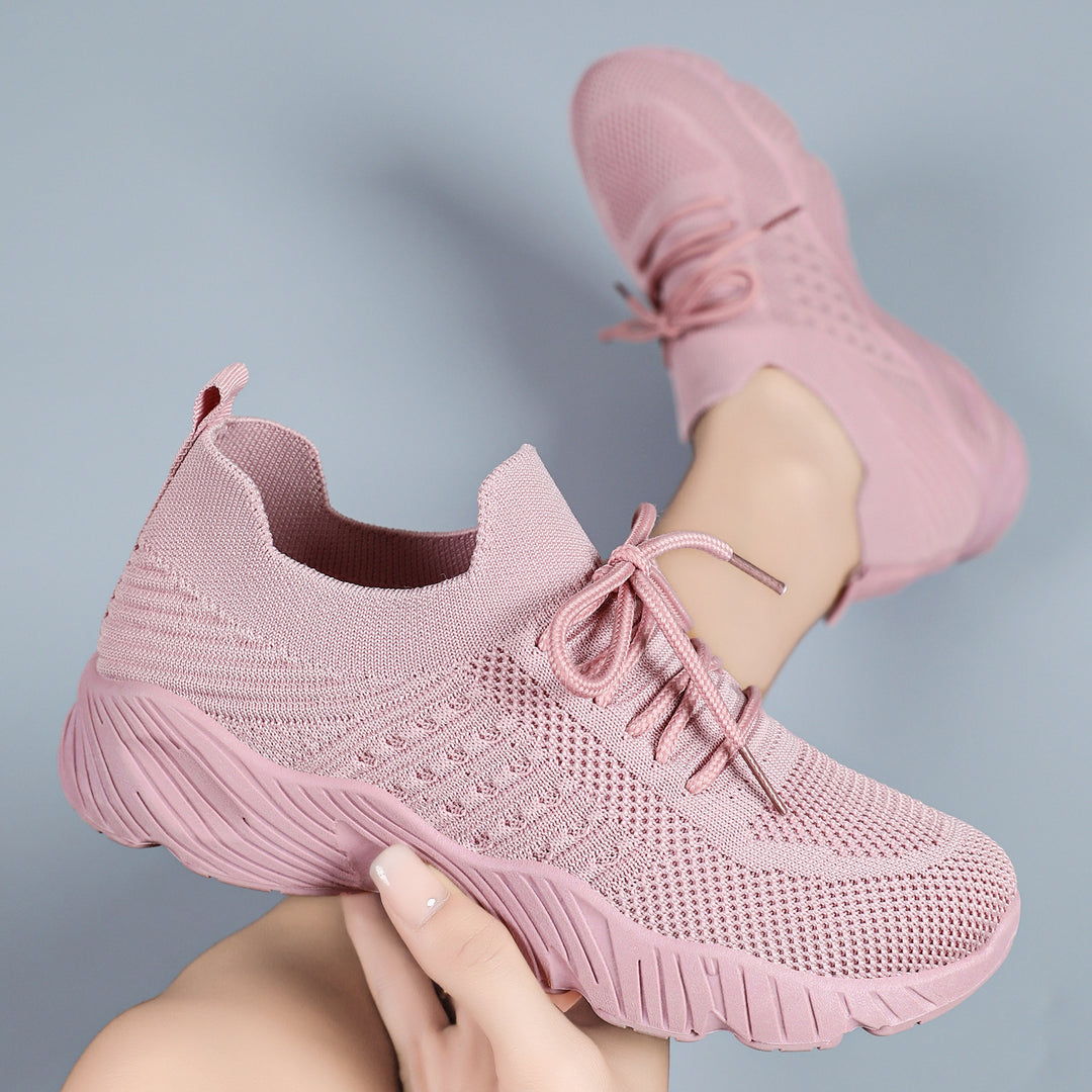 Women’s seamless knit sneakers with elastic entry, padded EVA wedge sole and pull tab Mune Fashion