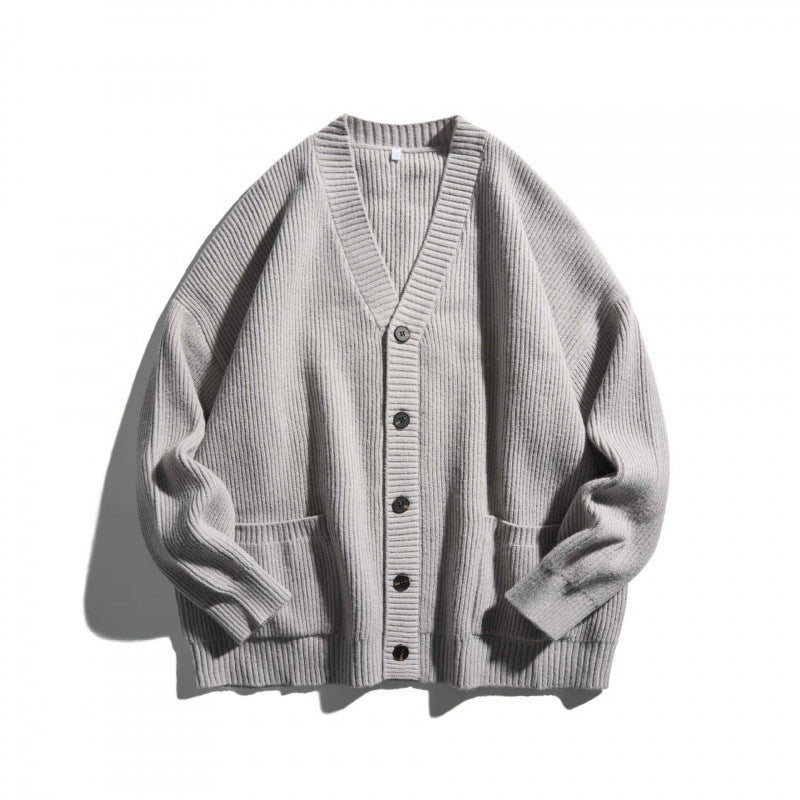 Unisex Oversize fine knit cardigan with V-neck, button placket and patch pockets Mune Fashion