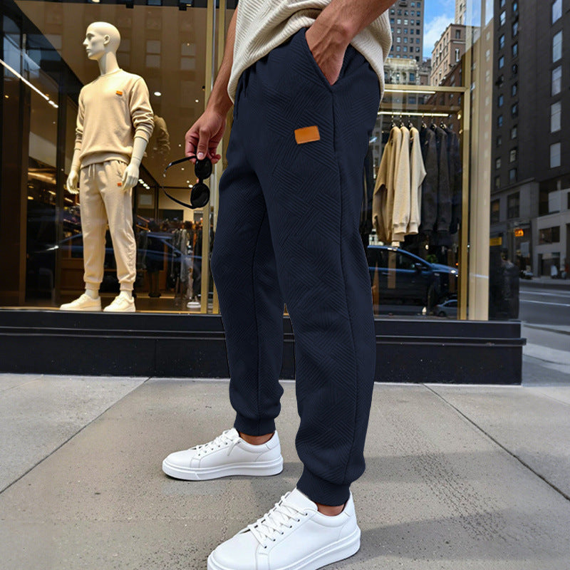 Men's quilted joggers with geometric texture pattern Mune Fashion