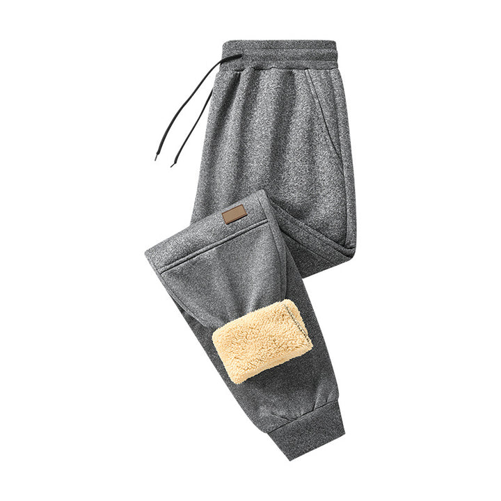 Men's Lined Teddy Fleece Jogging Pants with Elastic Drawstring Waist & Tapered Leg Mune Fashion