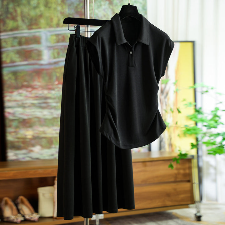 Women's Elegant Set of Polo Shirt and Midi Dress Mune Fashion