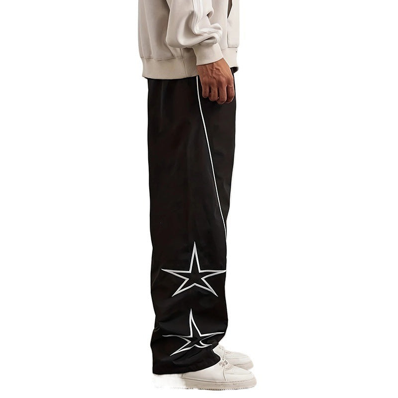 Men's Casual Sports Pants with Striking Star Design Mune