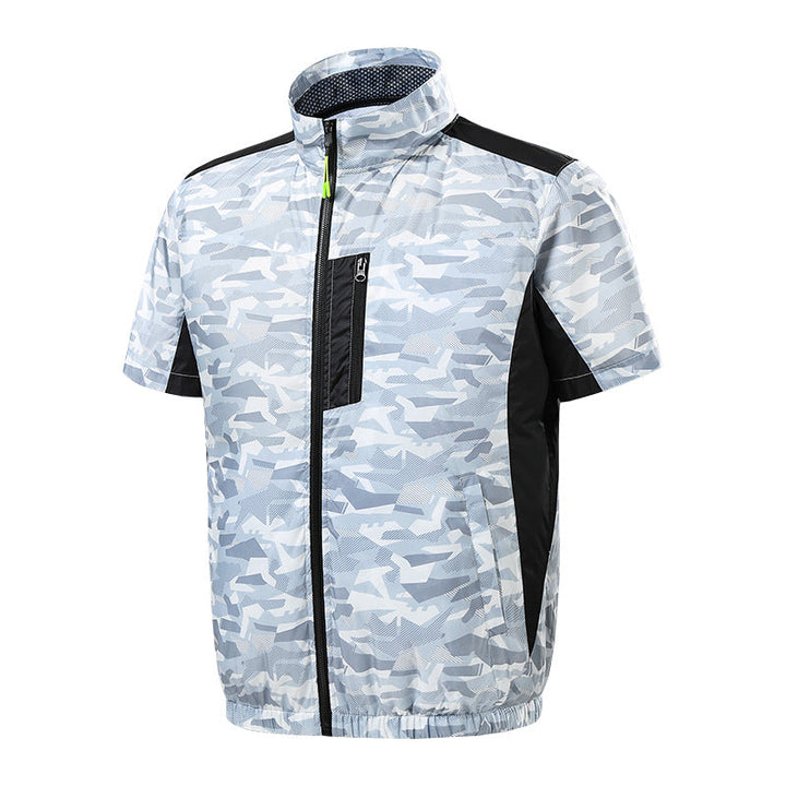 Men's short sleeve ventilation jacket with integrated USB fans and breathable mesh lining Mune Fashion