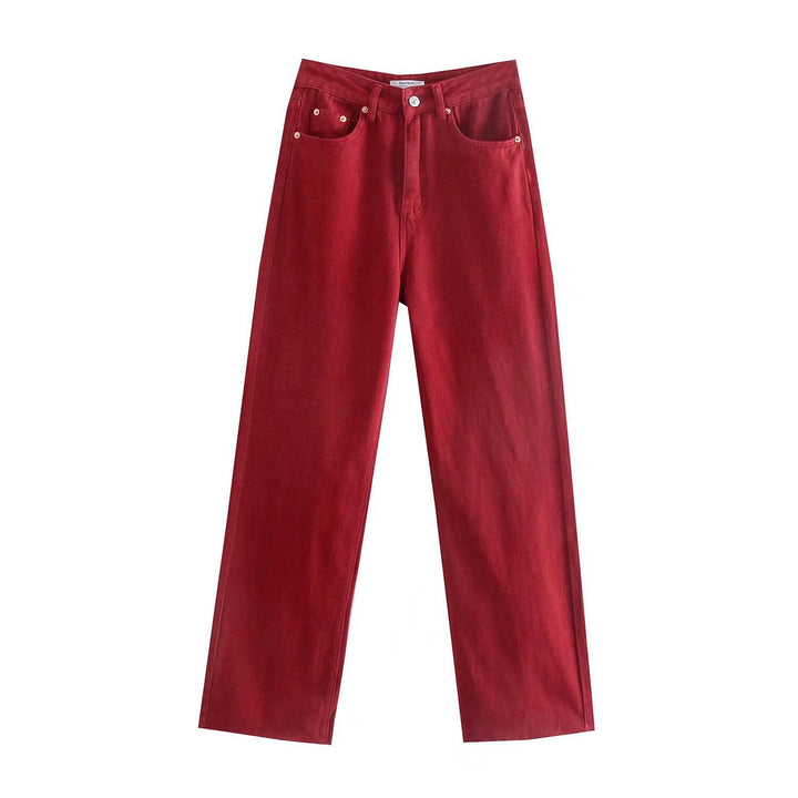 Women's high-waisted wide-cut jeans with wide leg, high waist and raw hem Mune Fashion