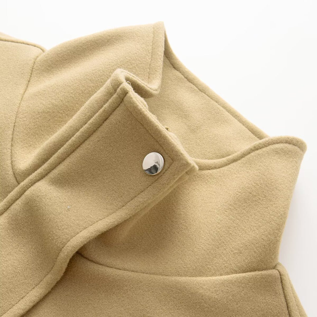 Women's short jacket with drawstring, high stand-up collar, and patch pockets Mune Fashion