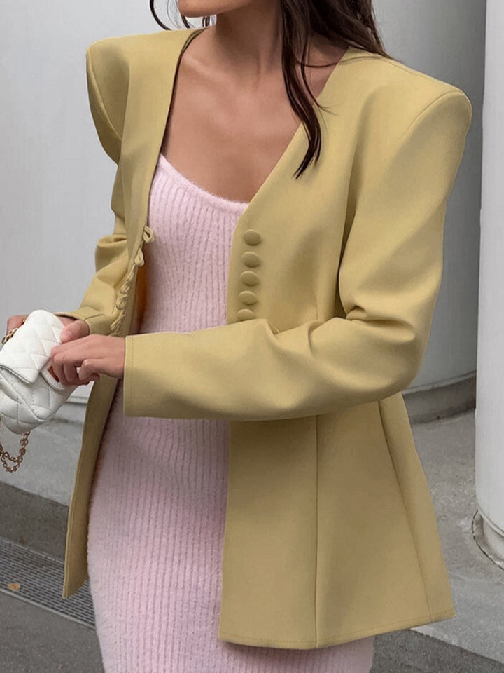 Women's sculptural tailored blazer with distinctive shoulder design Mune Fashion