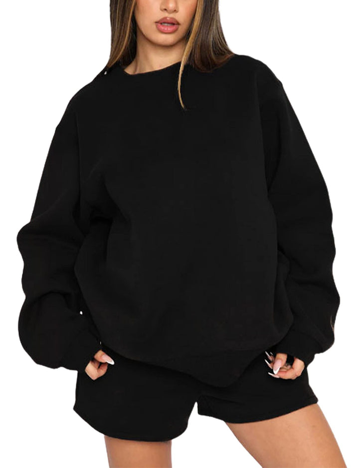 Women's oversized sweatshirt and shorts home set made of soft terry Mune Fashion
