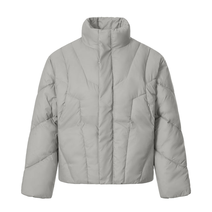 Unisex Short Quilted Insulation Jacket with Warm Funnel Collar Mune Fashion