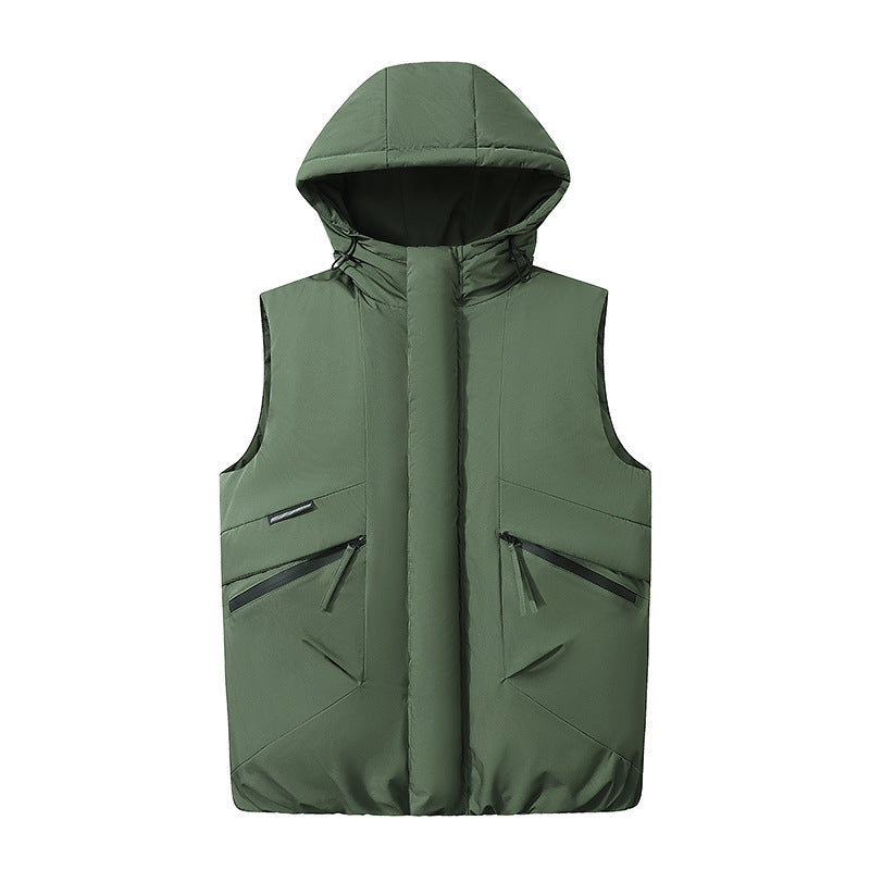 Men's Padded Hooded Quilted Vest in Technical Urban Look with Concealed Zipper & Utility Pockets Mune Fashion