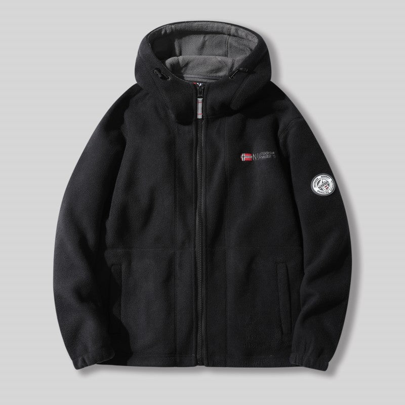 Men's fleece hooded jacket with teddy lining, full zip and utility pockets Mune Fashion
