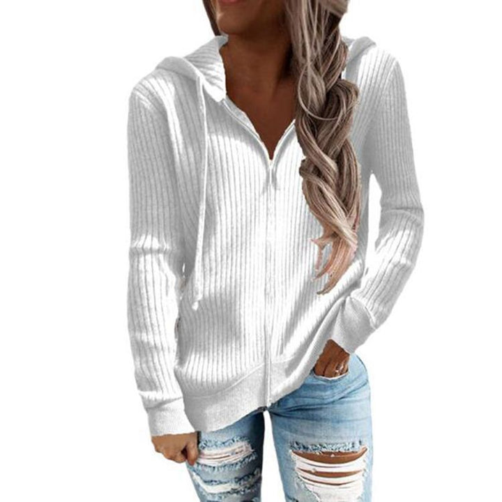 Women's knitted hooded zip hoodie with half zipper and kangaroo pockets Mune Fashion