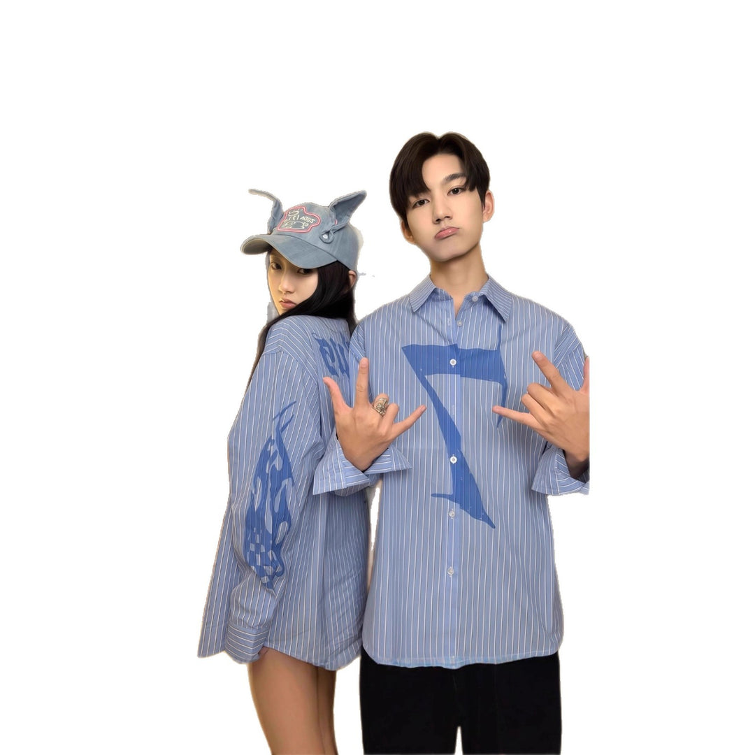 Women's Casual Long Sleeve Shirt with Modern Graphic Print Mune Fashion