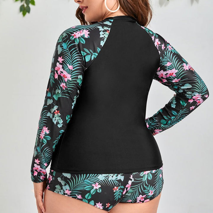 Women's UV Protection Swimsuit with Floral Long Sleeve Top Mune Fashion