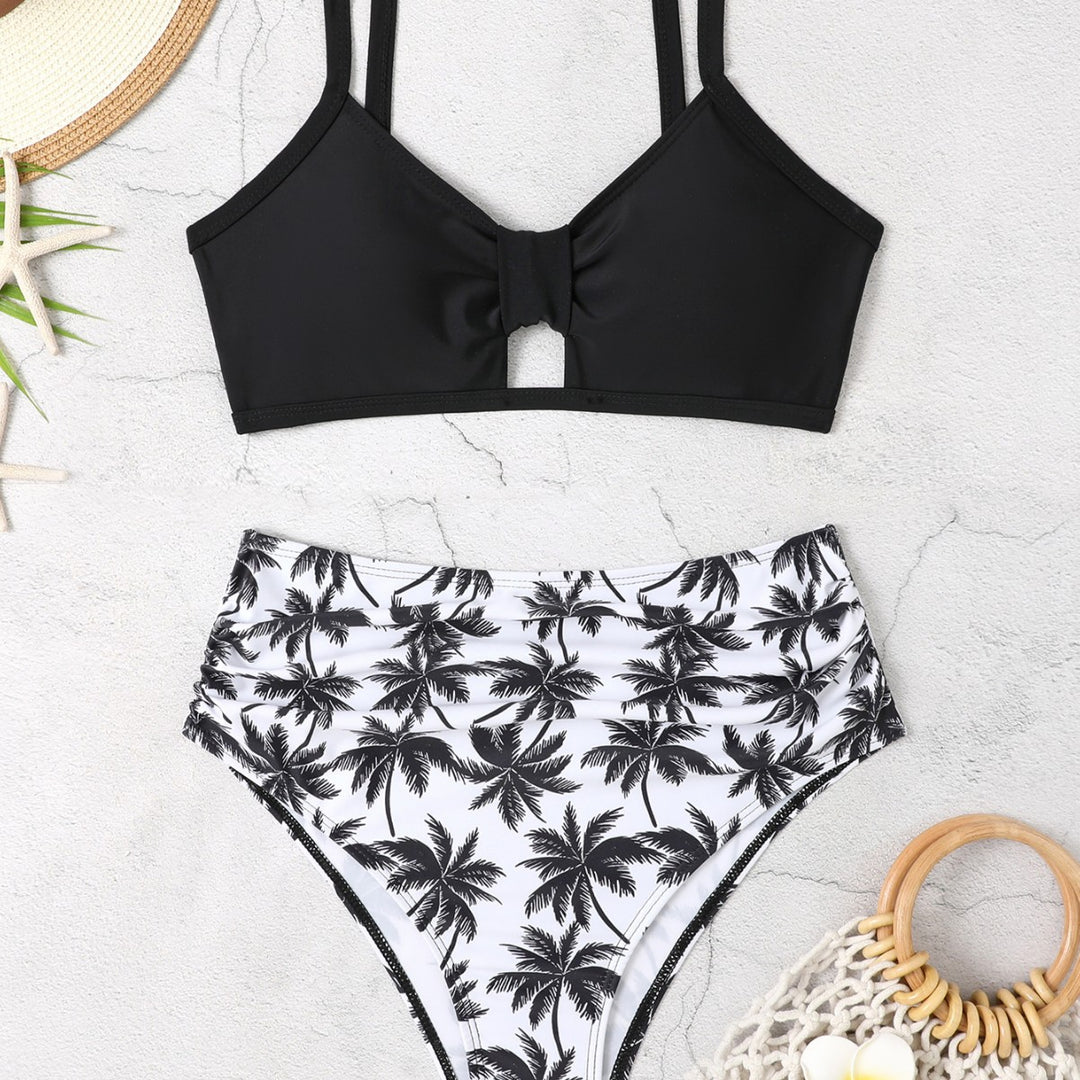 Women’s bikini set with floral high waist and stylish knot Mune Fashion