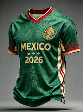Unisex v-neck retro style jersey with Uruguay crest and flag patches Mune Fashion