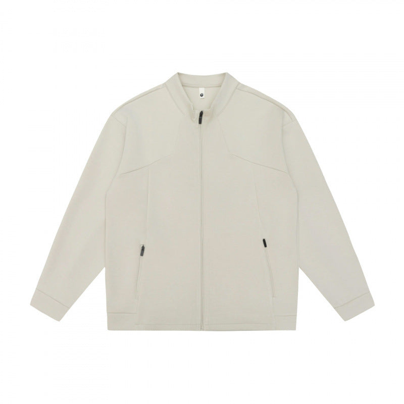 Unisex Minimalistic Oversized Zip Jacket with Stand Collar and Concealed Zipper Pockets Mune Fashion