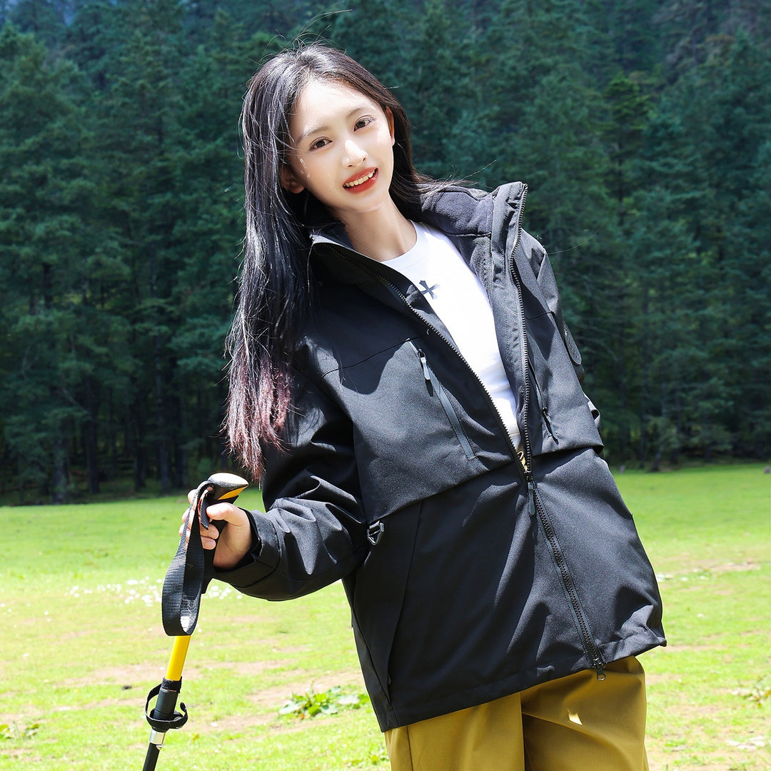 Men's Waterproof Breathable Softshell Outdoor Jacket with Adjustable Hood Mune Fashion
